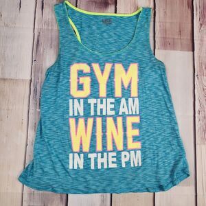 EVCR Ladies M Gym‎ Athletic Tank Top "Gym In The AM Wine In The PM" Rayon Blend